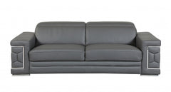 89" Sturdy Dark Gray Leather Sofa