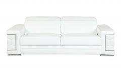 89" Sturdy White Leather Sofa