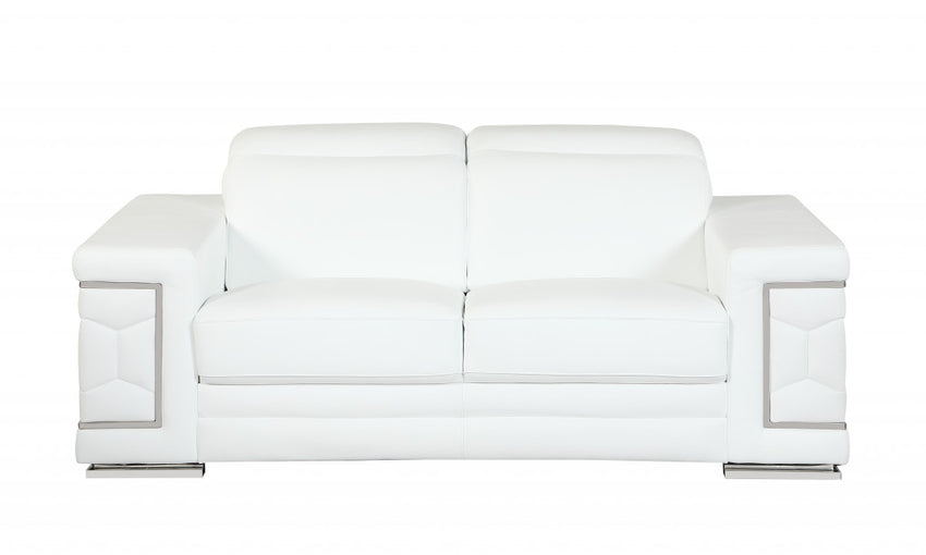 71" Sturdy White Leather Loveseat