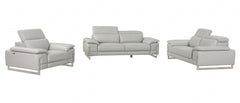 93" Tasteful Light Grey Leather Sofa Set