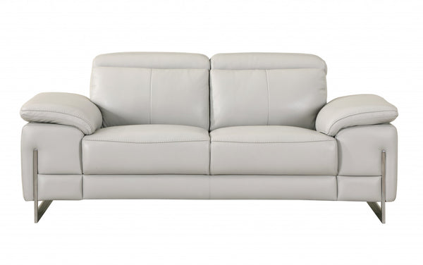 Tasteful Light Grey Genuine Italian Leather Loveseat