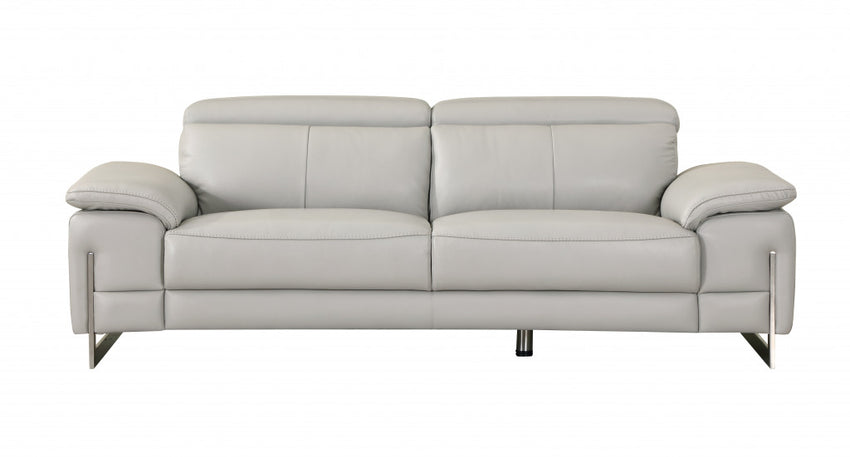 31" Tasteful Light Grey Leather Sofa