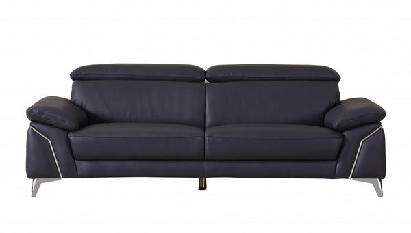 31" Fashionable Navy Leather Sofa