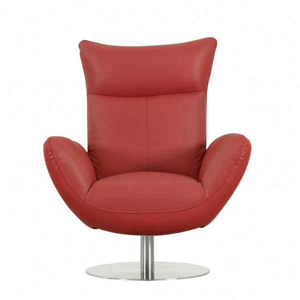 43" Red Contemporary Leather Lounge Chair