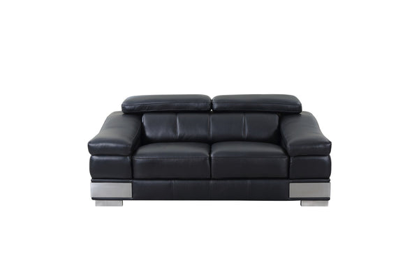 31to 39" Modern Black Leather Loveseat