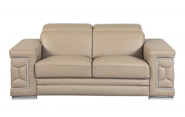 29to 38" Modern Beige Leather Loveseat