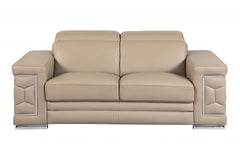 29to 38" Modern Beige Leather Loveseat