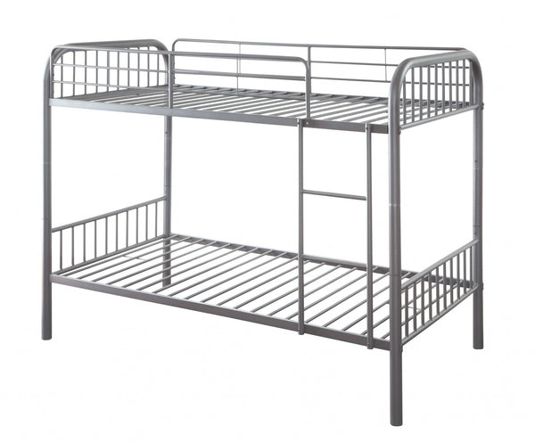 79' X 42' X 61' Gunmetal Metal Twin Over Twin Bunk Bed