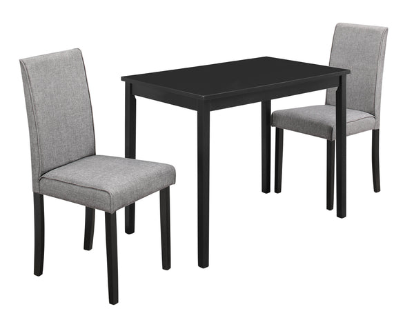 68" x 75" x 102" Grey  Black  Solid Wood  Foam  Veneer  Linen  3pcs Dining Set