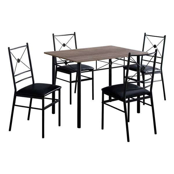 63" x 76" x 102" Dark Taupe  Black  Foam  Metal  5pcs Dining Set