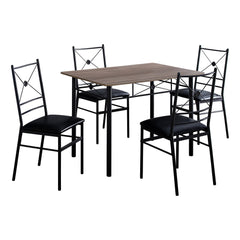 63" x 76" x 102" Dark Taupe  Black  Foam  Metal  5pcs Dining Set