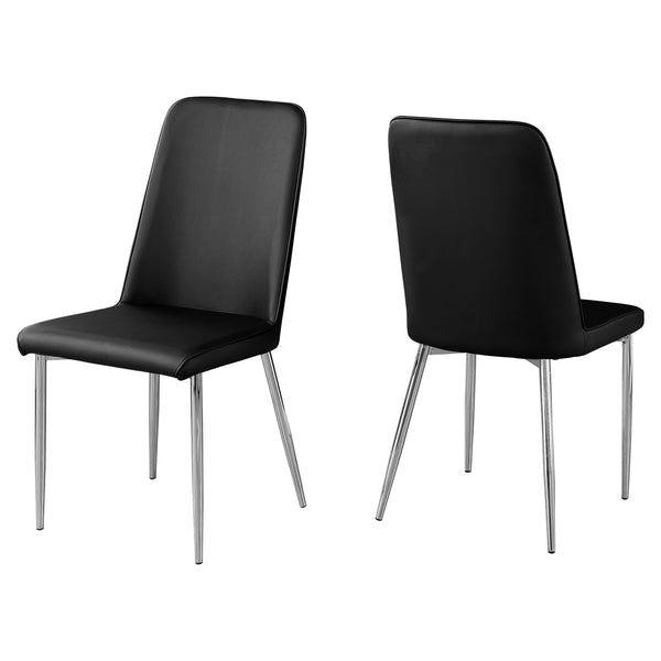 33" x 36" x 74" Black Leather Look Foam Dining Chairs with Metal Base  Set of 2