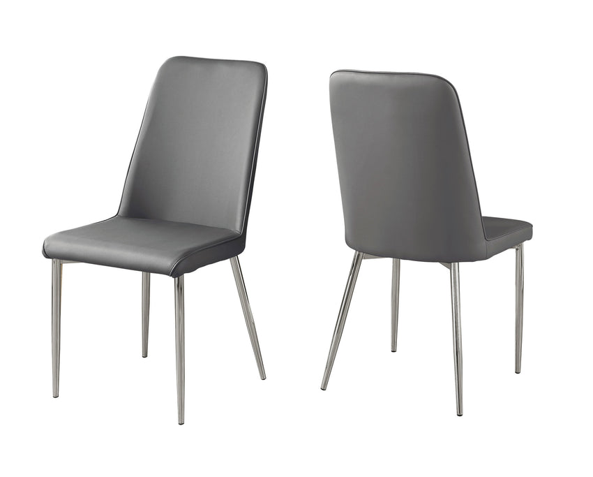 33" x 36" x 74" Grey Foam Metal Leather Look  Dining Chairs 2pcs