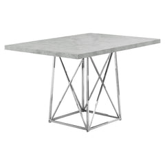 36" x 48" x 31" Grey  Particle Board and Chrome Metal  Dining Table