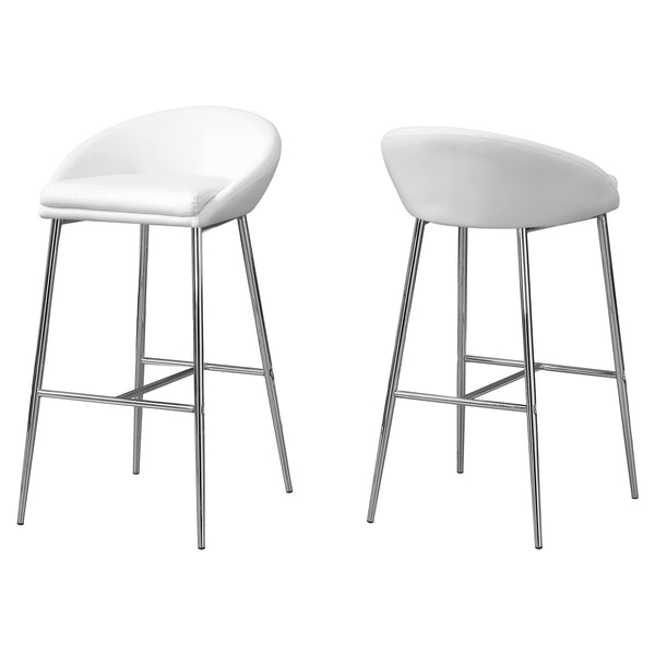 41" x 41" x 71.5" White Foam Metal Leather Look  Barstool set of 2