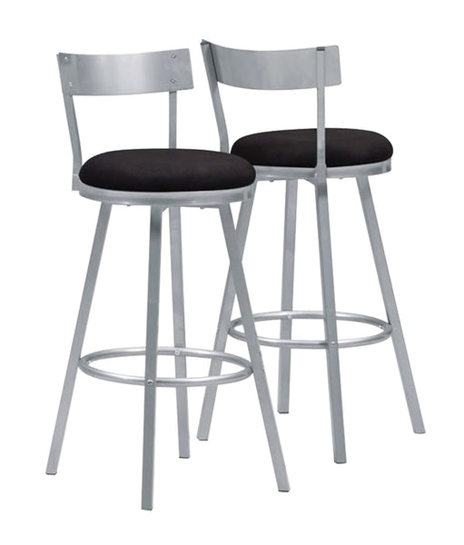 38" x 38" x 86" Silver  Black  Metal  Foam  MicroSuede  Barstool 2pcs