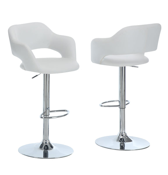 21" x 22.5" x 36" White Foam Metal Leather Look  Barstool