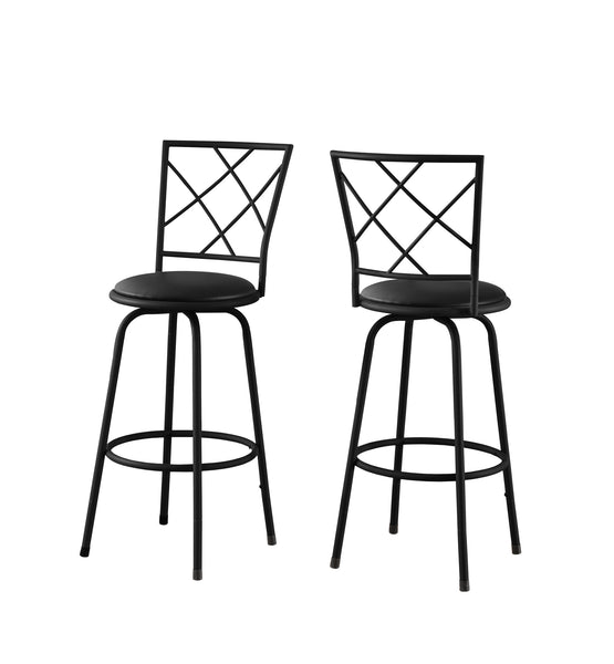 32" x 32" x 88" Black  Metal  Foam  LeatherLook  Barstool 2pcs