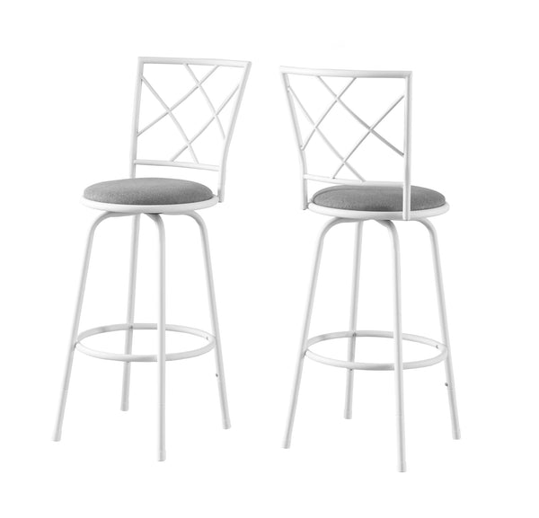 32" x 32" x 88" White  Grey  Metal  Foam  Cotton  Linen  Barstool 2pcs