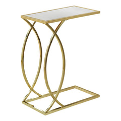 18.25" x 10.25" x 24" Gold Metal Glass  Accent Table