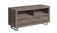 17.75" x 47.25" x 23.75" Dark Taupe Silver Particle Board Hollow Core Metal TV Stand with 3 Drawers