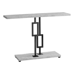 12" x 47.25" x 31" Grey CementBlack Nickel Metel Accent Table