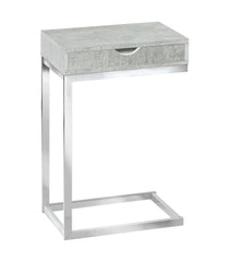 10.25" x 15.75" x 24.5" Grey Finish and Laminated Metal Accent Table