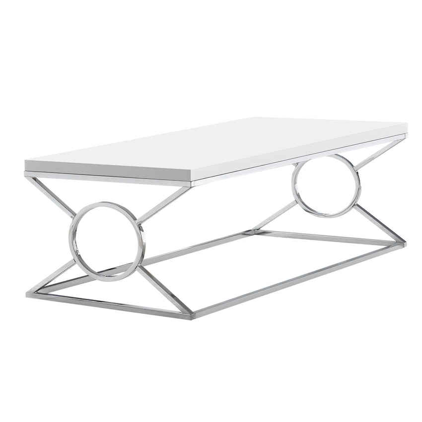 22" x 44" x 18.5" White Metal  Coffee Table