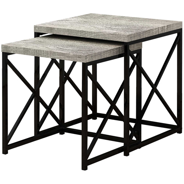 37.25" x 37.25" x 40.5" Grey Black Particle Board Metal  2pcs Nesting Table Set