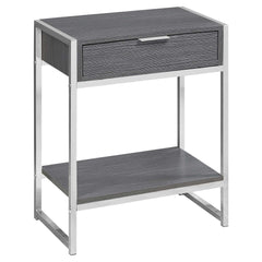 12.75" x 19.5" x 23.75" Grey Finish and Metal Accent Table