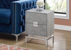 23.5" Grey Cement White Particle Board and Chrome Metal Accent Table