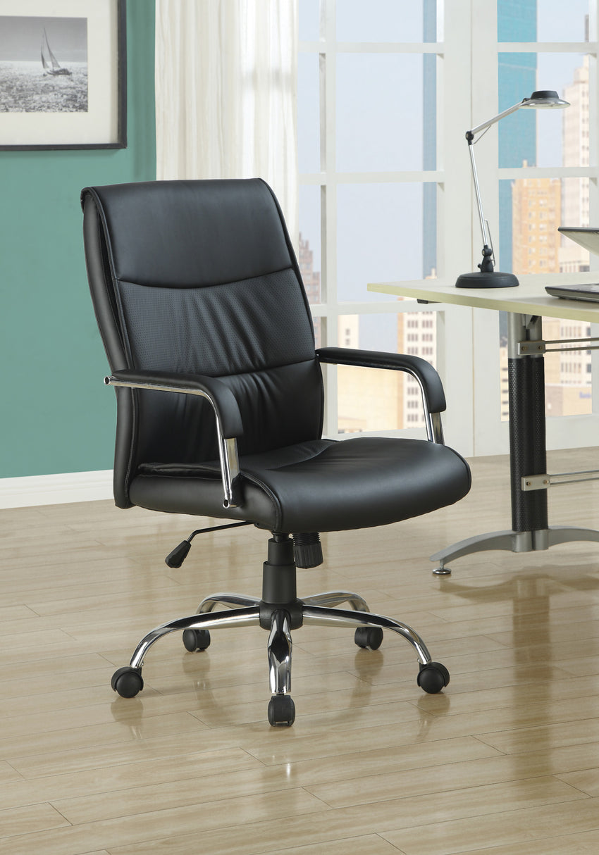 41.5" Black Leather Look  Foam  and Metal Office Chair