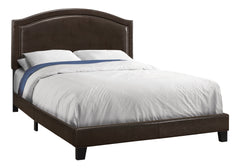 64.5" x 85.75" x 51.5" Brown Foam Solid Wood Leather Look  Queen Size Bed