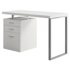 23.75" x 47.25" x 30" White Silver Particle Board Hollow Core Metal  Computer Desk