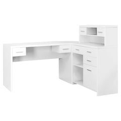 59" x 62.75" x 44.75" White Particle Board Hollow Core  Computer Desk