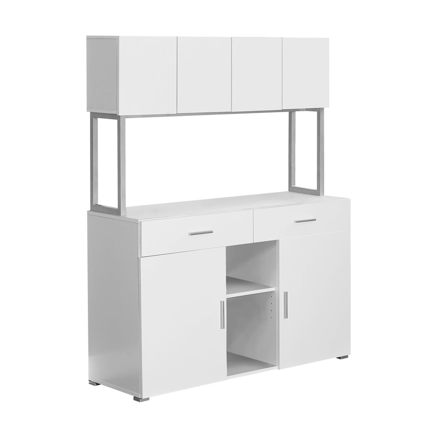 16.25" x 47.25" x 60" White Silver Particle Board Hollow Core Metal  Office Cabinet