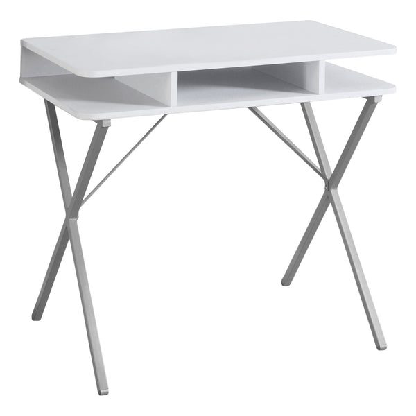 19.75" x 31.5" x 29.75" White Silver Metal  Computer Desk