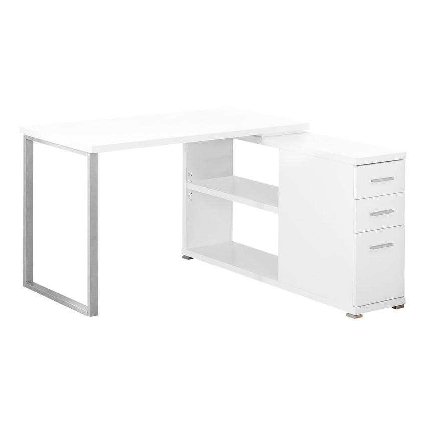 47.25" x 47.25" x 29.5" White Silver Particle Board Hollow Core Metal  Computer Desk With A Hollow Core