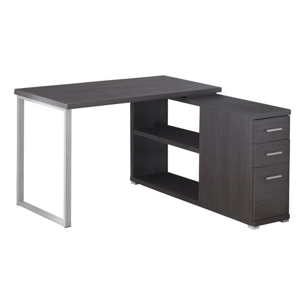 47.25" x 47.25" x 29.5" Grey Silver Particle Board Hollow Core Metal  Computer Desk With A Hollow Core