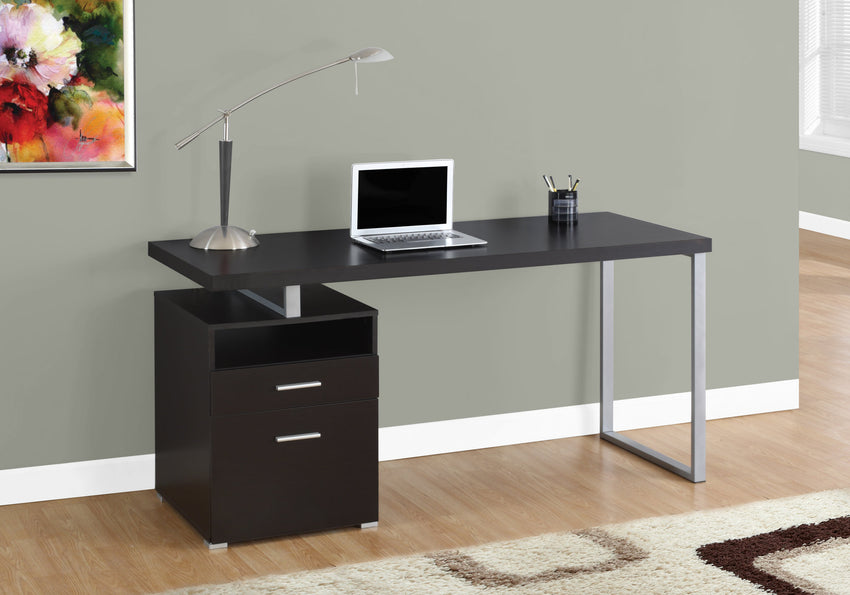 30" Particle Board and Grey Metal Computer Desk