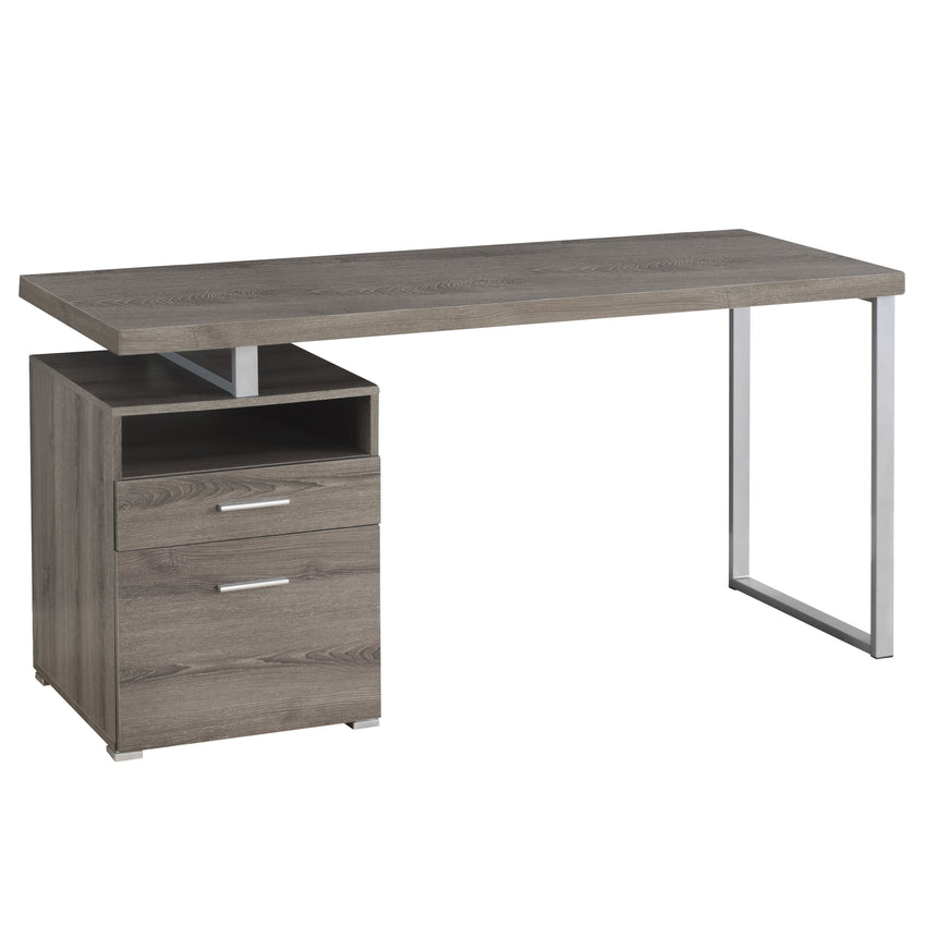 23.75" x 60" x 30" Dark Taupe Silver Particle Board Hollow Core Metal  Computer Desk