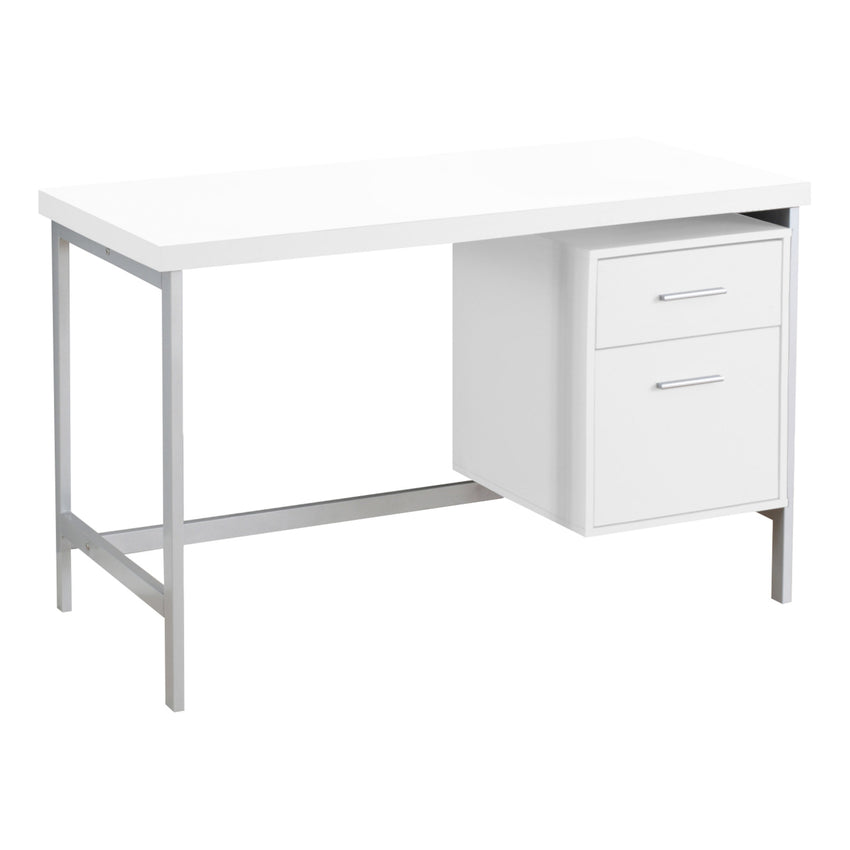 23.75" x 47.25" x 30.75" White Silver Particle Board Hollow Core Metal  Computer Desk