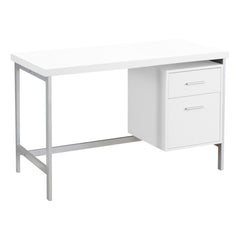 23.75" x 47.25" x 30.75" White Silver Particle Board Hollow Core Metal  Computer Desk