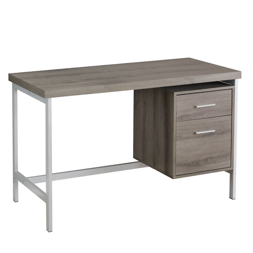 23.75" x 47.25" x 30.75" Dark Taupe Silver Particle Board Hollow Core Metal  Computer Desk