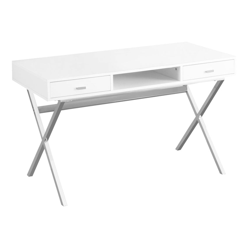 23.75" x 47.25" x 29.25" White Chrome Particle Board Metal  Computer Desk