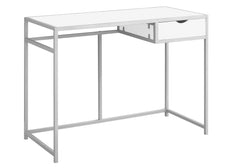 20" x 42.25" x 30" White Silver Mdf Metal  Computer Desk