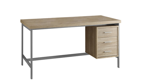 30" x 60" x 31" Natural  Silver  Particle Board  Hollow Core  Metal   Computer Desk With A Hollow Core