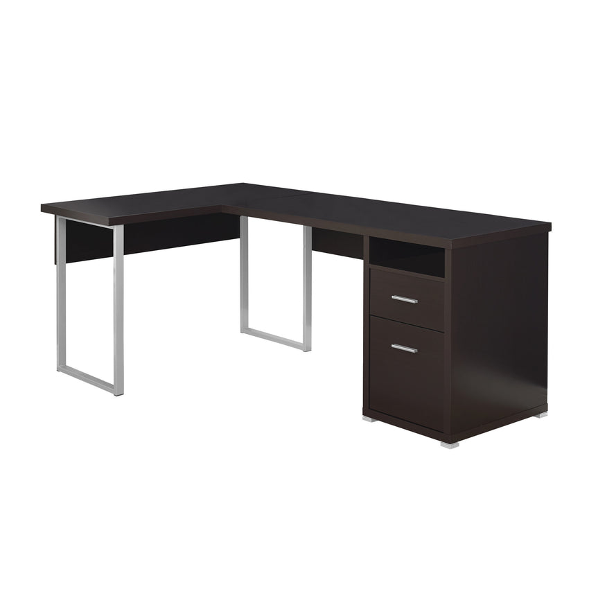 47.25" x 78.75" x 30" Cappuccino Silver Particle Board Hollow Core Metal  Computer Desk