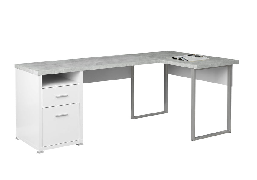 47" x 78" x 30" White  Grey  Silver  Particle Board  HollowCore  Metal  Computer Desk