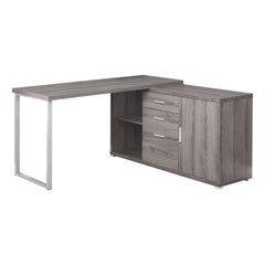 57" x 57" x 29.75" Dark Taupe Silver Particle Board Hollow Core Metal  Computer Desk